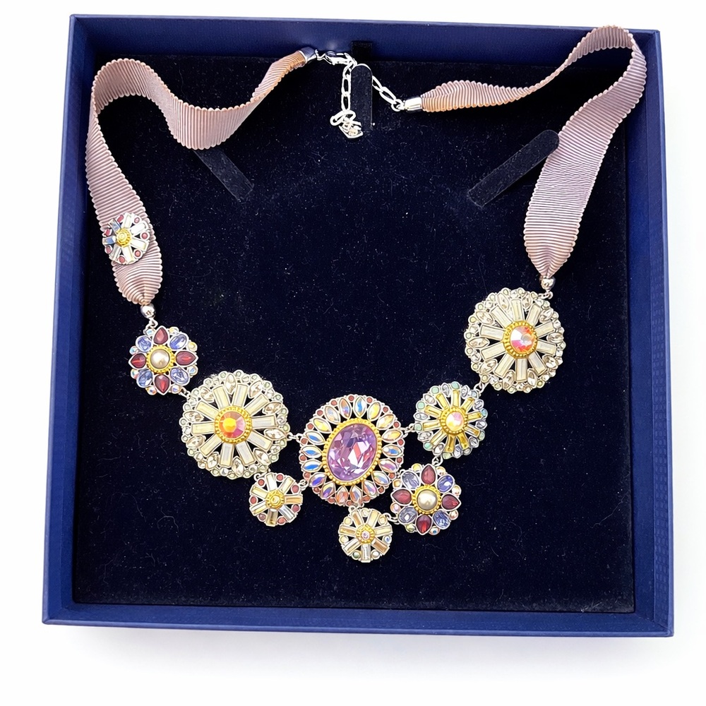 SWAROVSKI CRYSTAL REGENCY RIBBON NECKLACE RARE ORNATE MAXIMALIST